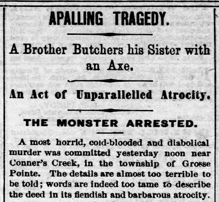Excerpt from a 5 January 1866 edition of The Detroit Free Press highlighting a local murder.