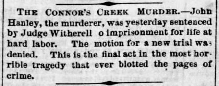 Excerpt from The Detroit Free Press, 16 June 1866, detailing the sentencing of murderer John Hanly alias John Cooper.